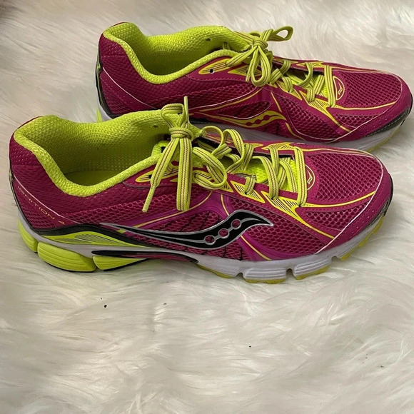 Saucony Pink & Neon Ignition 4 Running Shoes Sz 9.5 - Picture 3 of 9